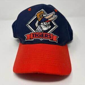 Vintage 1993 Looney Tunes x Detroit Tigers MLB Snapback Hat Bugs Bunny Batting